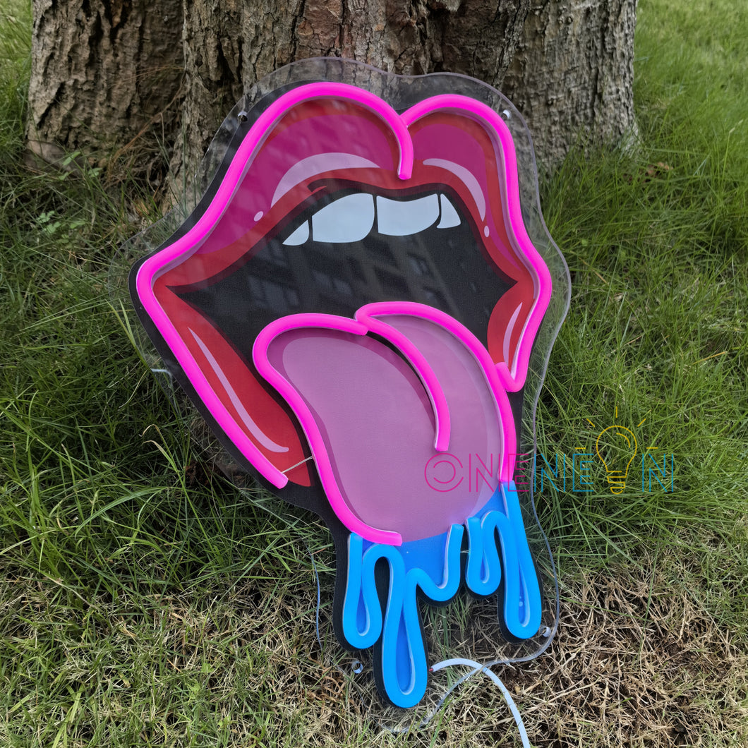 Lips Dripping Neon Sign