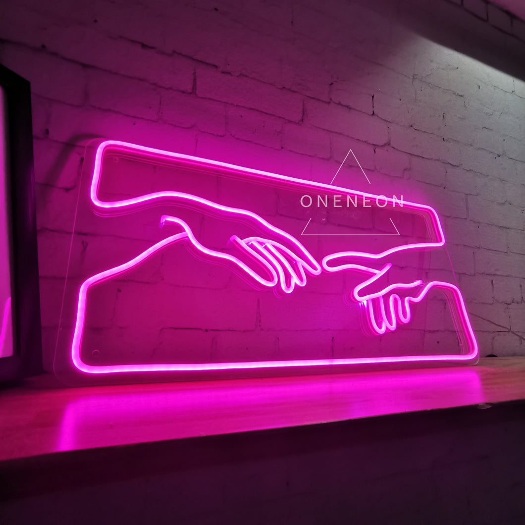 Hands of God Neon Sign